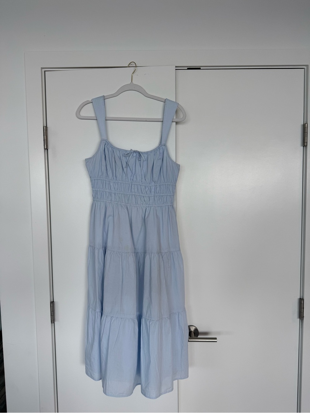 Sunday Best Light Blue Tiered Sundress with Wide Straps